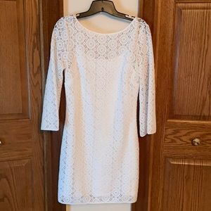 White 3/4 quarter sleeve eyelet Lilly Pulitzer dress